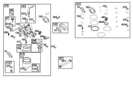 Carburetor And Fuel Supply Group Diagram and Parts List for 12L232-0009-H8 100000 - 19Z999 Briggs and Stratton Engine